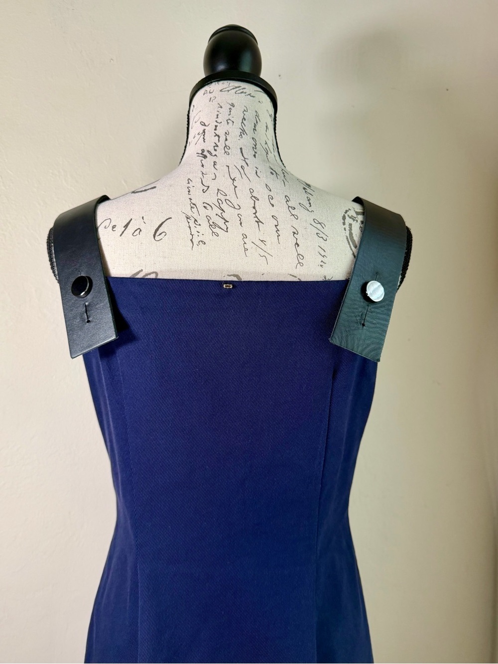 Sportmax Navy Midi Dress with Black Strap and Pocket Details - Picture 6 of 11